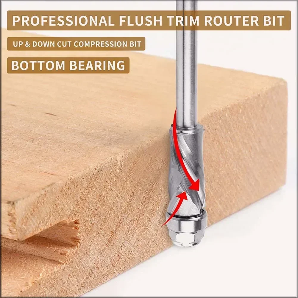 Woodworking Kickback - Bottom Bearing Compression Spiral Flush Trimming
