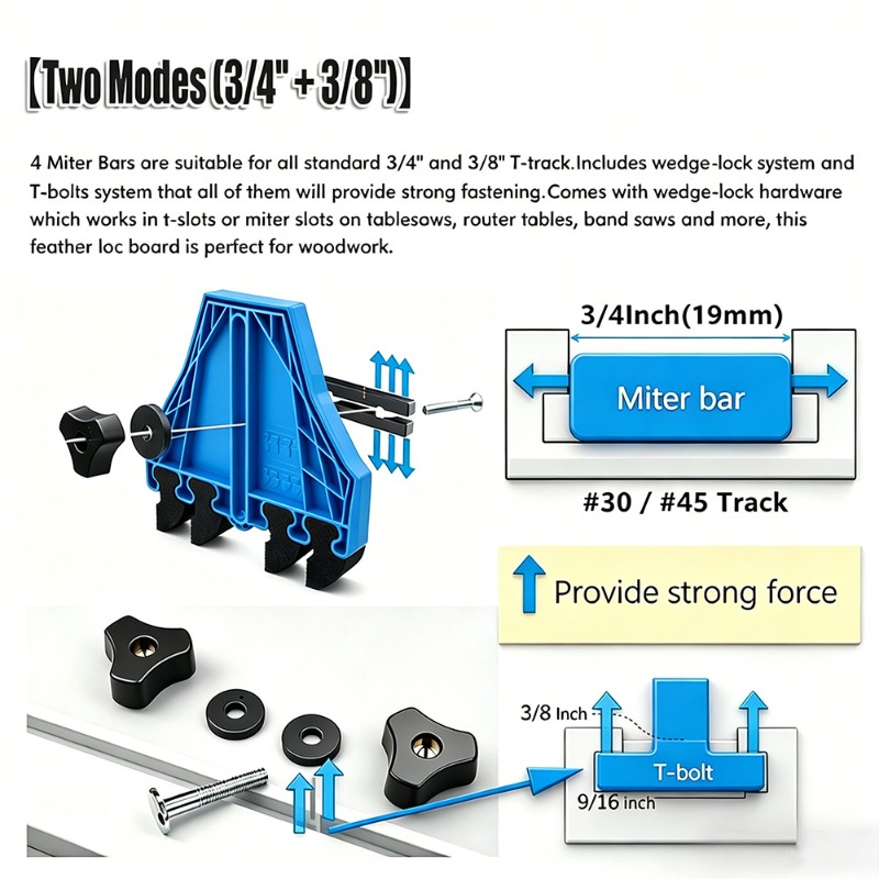 Dual Slot Feather Board 3/4